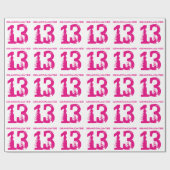 第13誕生日の孫娘、白のピンクの文字 ラッピングペーパー (フラット)