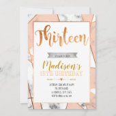 第13誕生日の招待に大理石模様をつけて下さい 招待状 (正面)