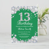 第13誕生日の緑および銀製のダイヤモンド 招待状 (スタンド正面)