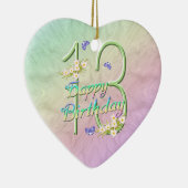 第13誕生日の虹の記念品のハートのオーナメント セラミックオーナメント (右)