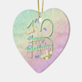 第13誕生日の虹の記念品のハートのオーナメント セラミックオーナメント (左)