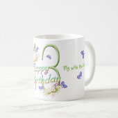 第13誕生日の蝶ダンスのマグ コーヒーマグカップ (正面右)