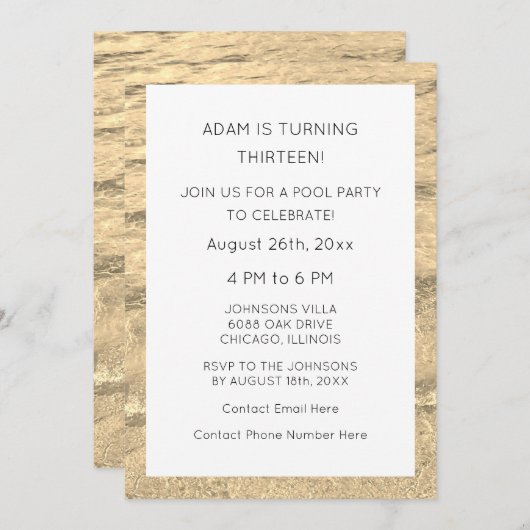 第13誕生日カスタムエージウォーター抽象芸術クールビーチ 招待状 (正面/裏面)