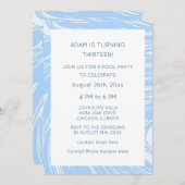 第13誕生日カスタムエージブルーウェーブ抽象芸術2023 招待状 (正面/裏面)