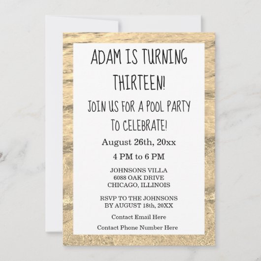 第13誕生日カスタム年令Water抽象芸術2023 招待状 (正面)