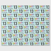 第13誕生日カラフルタイポグラフィ ラッピングペーパー (フラット)