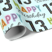 第13誕生日カラフルタイポグラフィ ラッピングペーパー (ロールコーナー)