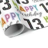 第13誕生日カラフルタイポグラフィ ラッピングペーパー (ロールコーナー)