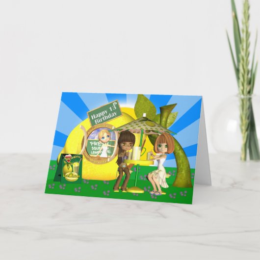 第13誕生日カードレモネードと友達 カード (正面)