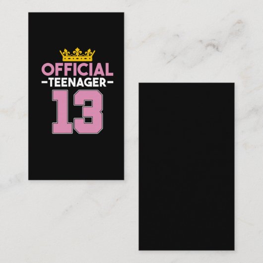 第13誕生日ガールプリンセス公式10代の若者 名刺 (正面/裏面)