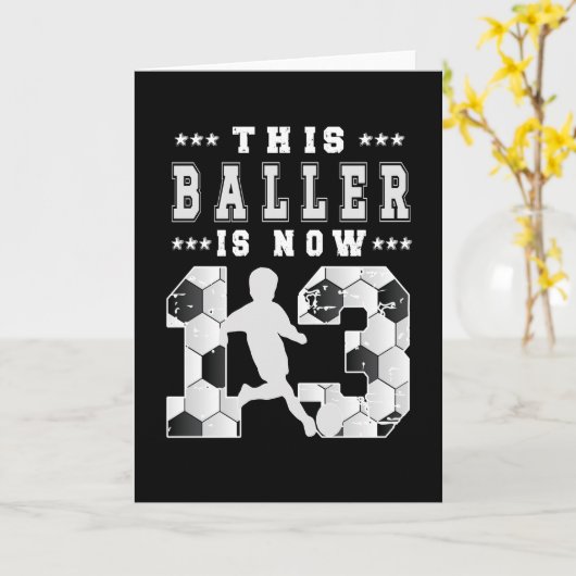 第13誕生日ギフトサッカー選手,13歳の少年 カード (黄色い花)