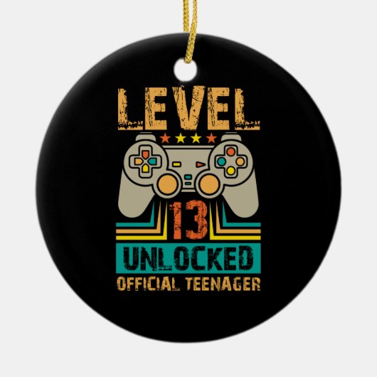 第13誕生日ギフト少年レベル13ロック解除公式 セラミックオーナメント (正面)
