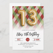 第13誕生日クリスマス金ゴールド招待状 招待状 (正面/裏面)