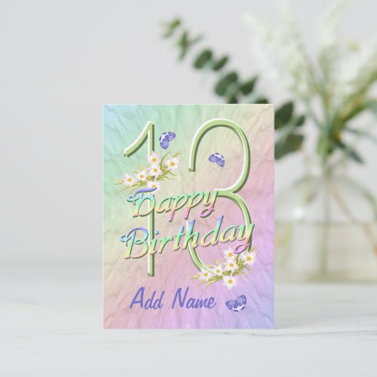 第13誕生日バタフライダンス葉書 ポストカード (スタンド正面)