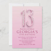 第13誕生日ピンクダイヤモンド 招待状 (正面)