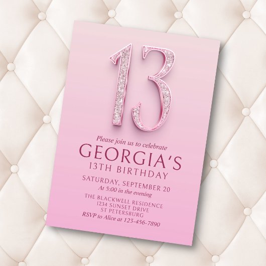 第13誕生日ピンクダイヤモンド 招待状