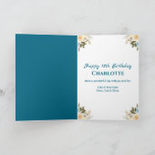 第13誕生日フォトコラージイエローフラワーティール(緑がかった色) カード (内部)