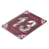 第13誕生日フォトコラージピンクフラワーゲストブック ノートブック (左側)