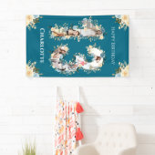 第13誕生日フォトコラージュティール（緑がかった色）黄色い花 横断幕 (インサイチュ)