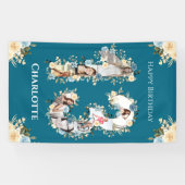 第13誕生日フォトコラージュティール（緑がかった色）黄色い花 横断幕 (横)