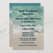 第13誕生日プールビーチウォータースイムパーティー 招待状 (正面/裏面)