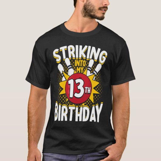 第13誕生日ボーリングテーマの誕生日化 Tシャツ (正面)