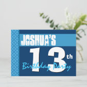 第13誕生日モダンブルーX210 招待状 (スタンド正面)