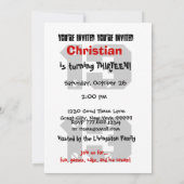 第13誕生日モダン10代の白黒パターンV06 招待状 (裏面)