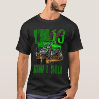 第13誕生日モンスタートラック少年少女13アイ Tシャツ