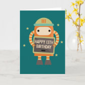 第13誕生日ロボットヴィンテージグリーティングカード カード (黄色い花)
