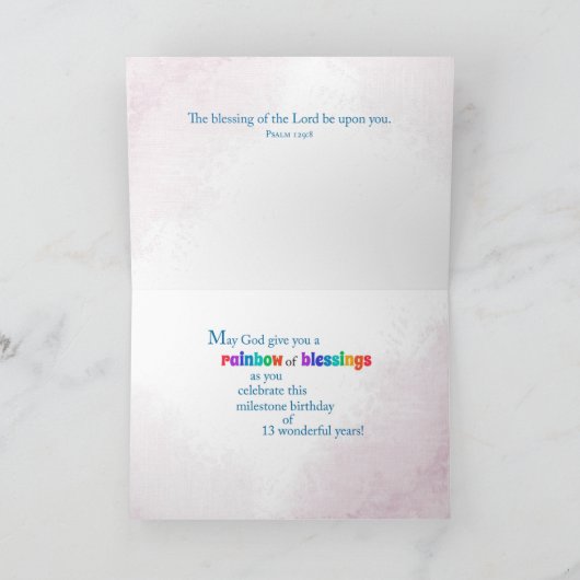 第13誕生日宗教的カードレインボー恵み カード (内部)