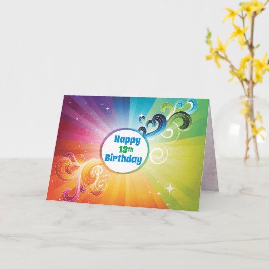 第13誕生日宗教的カードレインボー恵み カード (黄色い花)