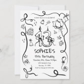 第13誕生日招待状お洒落、第13誕生日 招待状 (正面)