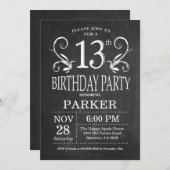 第13誕生日招待状チャルクボードフローラ 招待状 (正面/裏面)