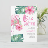 第13誕生日招待状熱帯水彩 招待状 (スタンド正面)