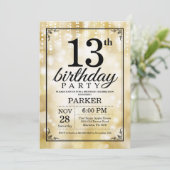 第13誕生日招待状金ゴールドグリッター 招待状 (スタンド正面)