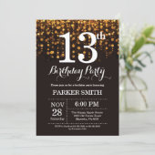 第13誕生日招待状金ゴールドグリッター 招待状 (スタンド正面)