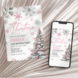 第13誕生日招待状13誕生日ピンク 招待状