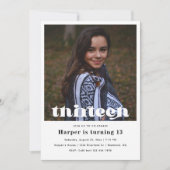 第13誕生日招待状 |ミニマル誕生日 招待状 (正面)