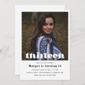 第13誕生日招待状 |ミニマル誕生日 招待状 (正面/裏面)