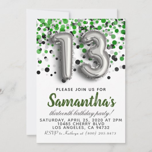 第13誕生日招待状 招待状 (正面)