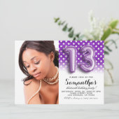 第13誕生日水玉模様グリッターポートレート 招待状 (スタンド正面)