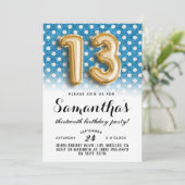 第13誕生日水玉模様グリッター招待状 招待状 (スタンド正面)