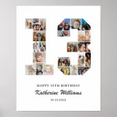 第13誕生日第13カスタム号写真コラージュ ポスター (正面)