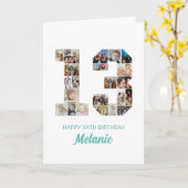 第13誕生日第13号写真コラージュパーソナライズされた カード (黄色い花)