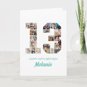 第13誕生日第13号写真コラージュパーソナライズされた カード