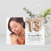 第13誕生日紙吹雪バラ金ゴールドポートレート 招待状 (スタンド正面)