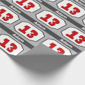 第13誕生日華美フレーム彼のための赤グレーR13A ラッピングペーパー (角)