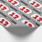 第13誕生日華美フレーム彼のための赤グレーR13A ラッピングペーパー (角)