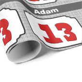 第13誕生日華美フレーム彼のための赤グレーR13A ラッピングペーパー (ロールコーナー)